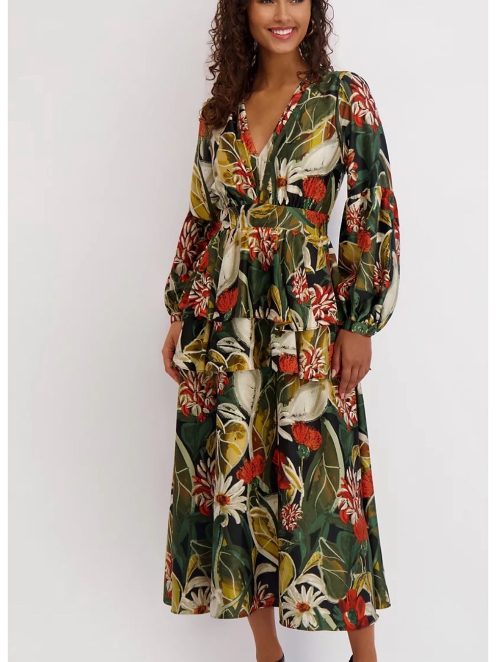 NWT Tropical Jungle Tiered Dress Size 8